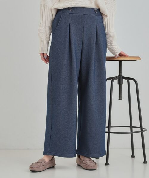 SHOO・LA・RUE / シューラルー パンツ | 【シューウォーム】デニム風裏起毛ワイドパンツ(ブルー(093))