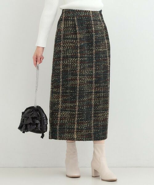 SHOO・LA・RUE / シューラルー ロング・マキシ丈スカート | ラメツイードナロースカート(ブラック(419))