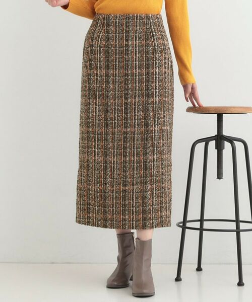 SHOO・LA・RUE / シューラルー ロング・マキシ丈スカート | ラメツイードナロースカート(モカブラウン(442))