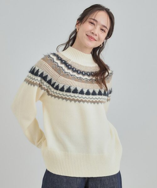 SHOO・LA・RUE / シューラルー ニット・セーター | 配色が大人かわいい フェアアイル柄求心ニット | 詳細1