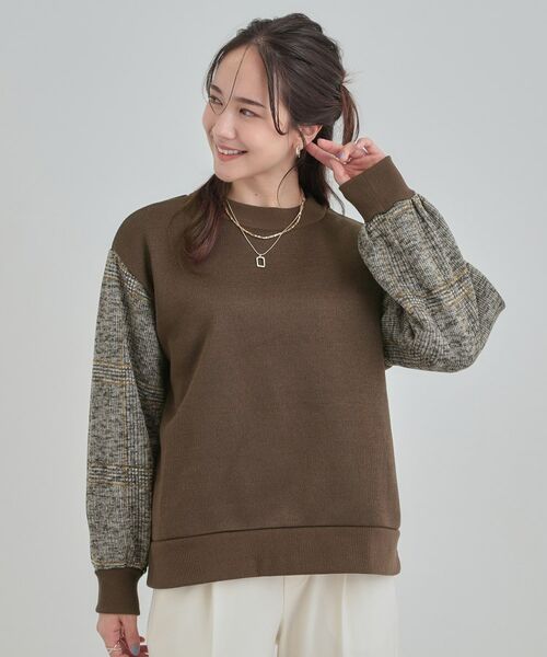 SHOO・LA・RUE / シューラルー スウェット | 【あったか】裏起毛袖チェックトップス | 詳細5