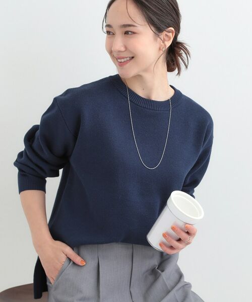 SHOO・LA・RUE / シューラルー ニット・セーター | コットン混で肌当たりがよい スウェットライクニット(ネイビー(094))