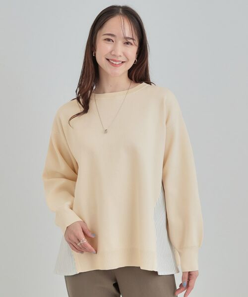 SHOO・LA・RUE / シューラルー ニット・セーター | 【洗える】スポンディッシュ脇フェイクジャカード | 詳細1