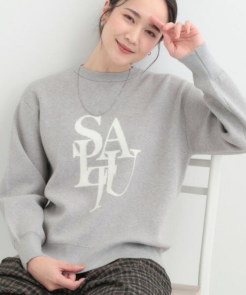 SHOO・LA・RUE / シューラルー ニット・セーター | 【洗える】もちもちタッチが心地よいスウェットライクロゴニット(グレー(012))
