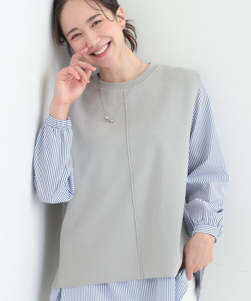 SHOO・LA・RUE / シューラルー ニット・セーター | 【2点セット】軽くてきれい見え ニットベスト＋ブラウスセット（ライトグレー(011)）