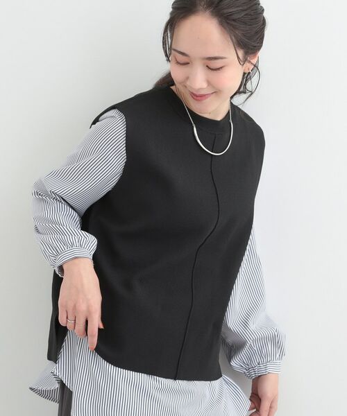 SHOO・LA・RUE / シューラルー ニット・セーター | 【2点セット】軽くてきれい見え ニットベスト＋ブラウスセット（ブラック(019)）