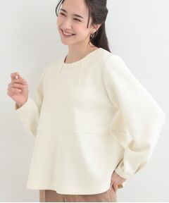 SHOO・LA・RUE / シューラルー カットソー | なめらかタッチダンボール フェイクパール付きペプラムトップス