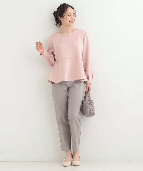 SHOO・LA・RUE / シューラルー カットソー | なめらかタッチダンボール フェイクパール付きペプラムトップス | 詳細11