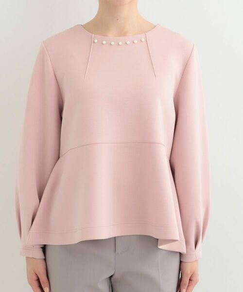 SHOO・LA・RUE / シューラルー カットソー | なめらかタッチダンボール フェイクパール付きペプラムトップス | 詳細13