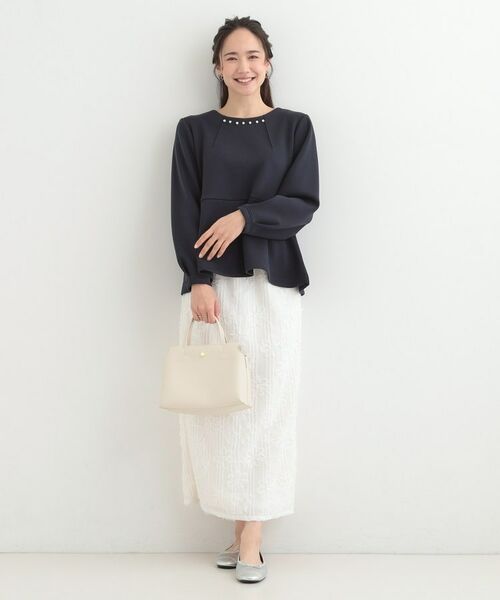 SHOO・LA・RUE / シューラルー カットソー | なめらかタッチダンボール フェイクパール付きペプラムトップス | 詳細7