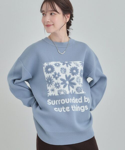 SHOO・LA・RUE / シューラルー ニット・セーター | お花ロゴジャカードニット(ブルー(291))