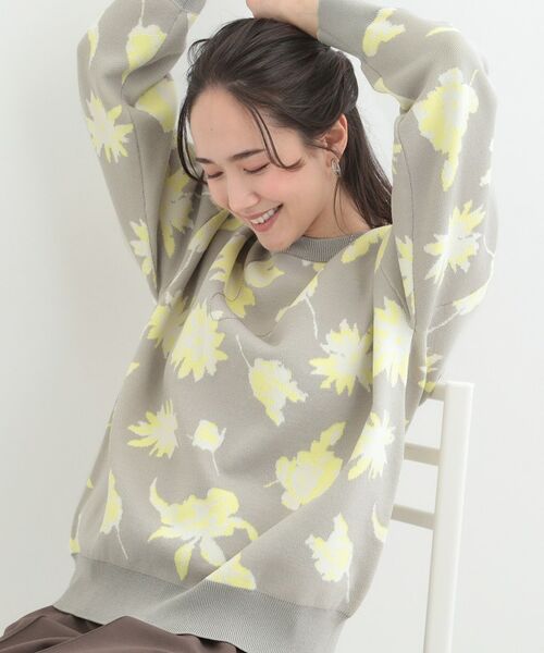 SHOO・LA・RUE / シューラルー ニット・セーター | フラワージャカードスポンデイッシュニット（グレー(712)）