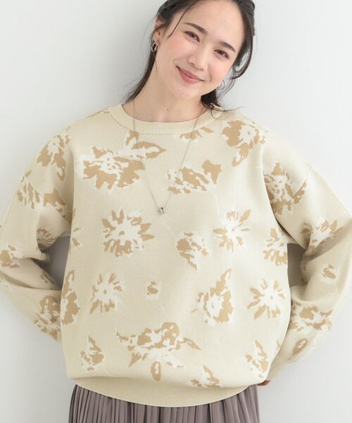 SHOO・LA・RUE / シューラルー ニット・セーター | フラワージャカードスポンデイッシュニット（ピンクベージュ(753)）