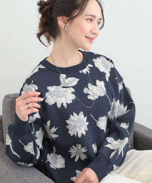 SHOO・LA・RUE / シューラルー ニット・セーター | フラワージャカードスポンデイッシュニット（ネイビー(794)）