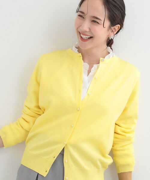 SHOO・LA・RUE / シューラルー カーディガン・ボレロ | 【洗える】シンプルきれい見え クルーネックカーディガン(イエロー(031))