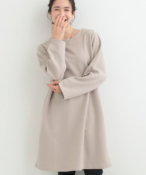 SHOO・LA・RUE / シューラルー チュニック | ラインジャカードAラインチュニックワンピース（グレージュ(050)）