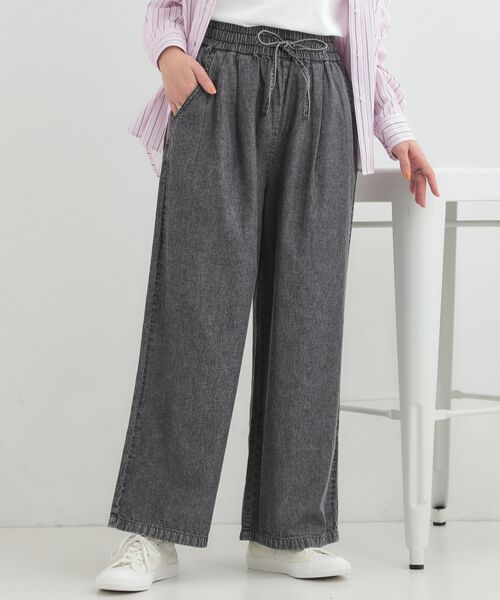 SHOO・LA・RUE / シューラルー デニムパンツ | 【ライトオンスデニム】着丈が選べる イージーワイドパンツ(ブラック(019))