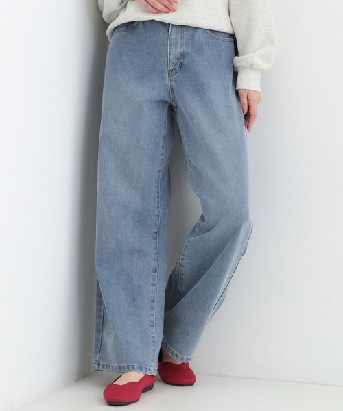 SHOO・LA・RUE / シューラルー デニムパンツ | 【SHOO WARM】あったか裏微起毛デニムワイドパンツ(ブルー(092))