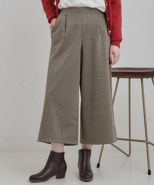 SHOO・LA・RUE / シューラルー ショート・ハーフ・半端丈パンツ | あったか裏起毛ポンチガウチョパンツ(モカブラウン(242))