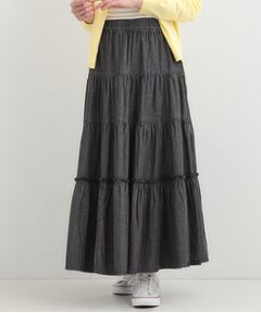 SHOO・LA・RUE / シューラルー デニムスカート | 【ライトオンスデニム】ティアードロングスカート