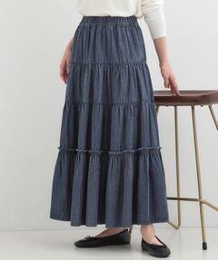 SHOO・LA・RUE / シューラルー デニムスカート | 【ライトオンスデニム】ティアードロングスカート