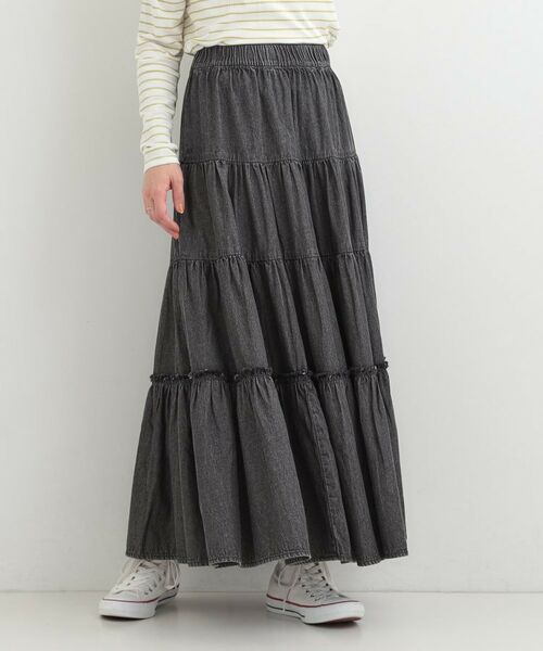 SHOO・LA・RUE / シューラルー デニムスカート | 【ライトオンスデニム】ティアードロングスカート | 詳細1
