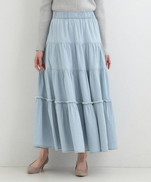 SHOO・LA・RUE / シューラルー デニムスカート | 【ライトオンスデニム】ティアードロングスカート | 詳細5