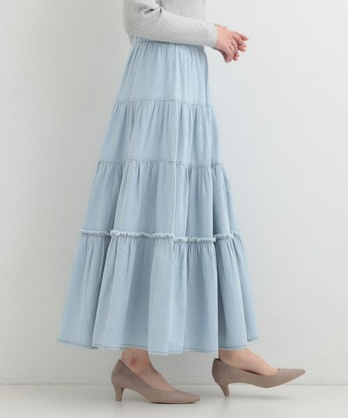 SHOO・LA・RUE / シューラルー デニムスカート | 【ライトオンスデニム】ティアードロングスカート | 詳細6