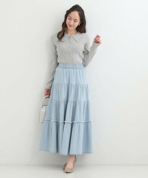 SHOO・LA・RUE / シューラルー デニムスカート | 【ライトオンスデニム】ティアードロングスカート | 詳細7