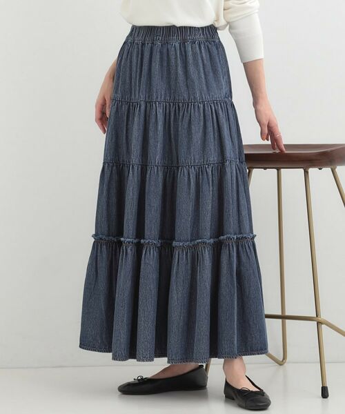 SHOO・LA・RUE / シューラルー デニムスカート | 【ライトオンスデニム】ティアードロングスカート（ブルー(093)）
