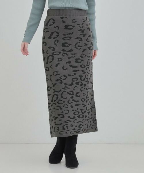 SHOO・LA・RUE / シューラルー ロング・マキシ丈スカート | ヒョウ柄ニットナロースカート | 詳細1