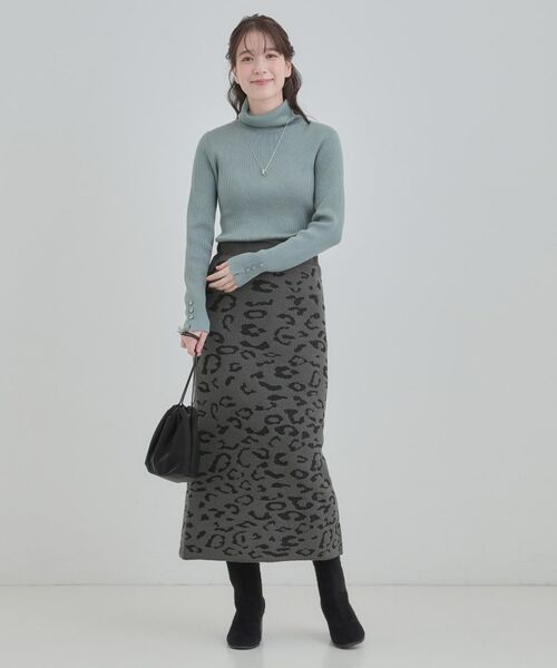 SHOO・LA・RUE / シューラルー ロング・マキシ丈スカート | ヒョウ柄ニットナロースカート | 詳細3