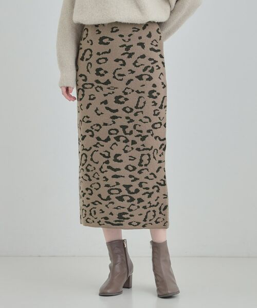 SHOO・LA・RUE / シューラルー ロング・マキシ丈スカート | ヒョウ柄ニットナロースカート | 詳細5