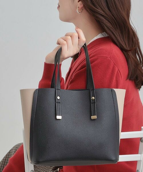 SHOO・LA・RUE / シューラルー トートバッグ | 【軽量】ハンドル金具配色トートバッグ(ブラック(519))