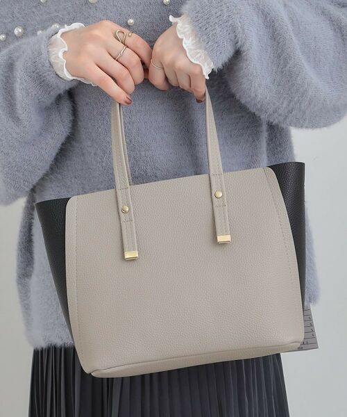 SHOO・LA・RUE / シューラルー トートバッグ | 【軽量】ハンドル金具配色トートバッグ(グレー(512))