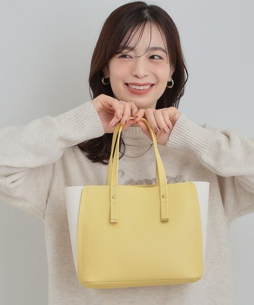 SHOO・LA・RUE / シューラルー トートバッグ | 【軽量】ハンドル金具配色トートバッグ(イエロー(532))
