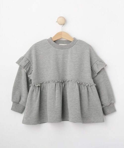 SHOO・LA・RUE / シューラルー カットソー | 【100-150cm】ラメ裏毛ペプラムトップス（グレー(012)）