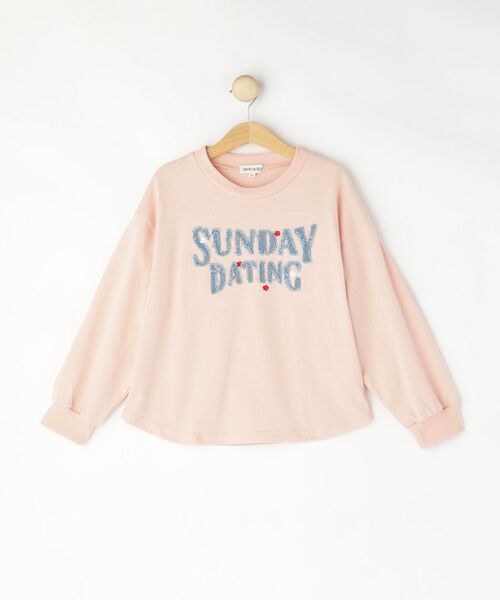 SHOO・LA・RUE / シューラルー カットソー | 【100-150cm】デニムロゴデザインロンT（ライトピンク(070)）