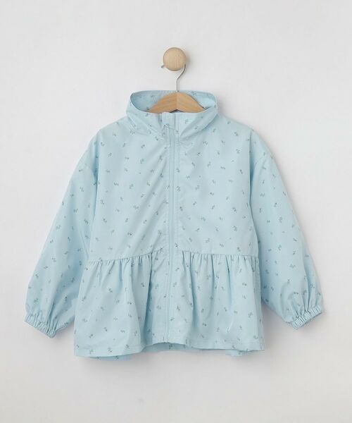 SHOO・LA・RUE / シューラルー レザーブルゾン・ジャケット | 小花柄ペプラムブルゾン（サックスブルー(090)）