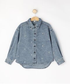 SHOO・LA・RUE / シューラルー シャツ・ブラウス | 【100-150cm】フラワー刺繍デニムシャツ