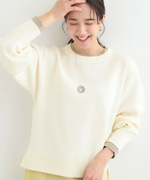 SHOO・LA・RUE / シューラルー ニット・セーター | 配色が上品 スウェットライクニット(アイボリー(004))