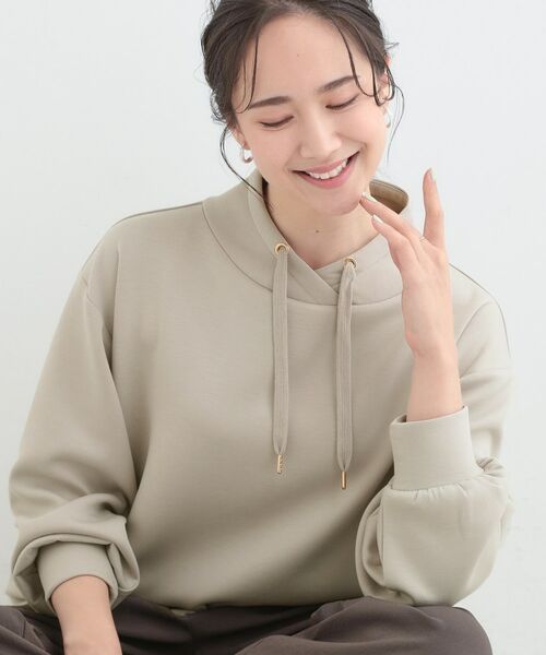 SHOO・LA・RUE / シューラルー カットソー | 【S-LL】なめらかタッチ もちさら ニュアンス襟トップス（グレージュ(050)）