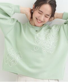 SHOO・LA・RUE / シューラルー カットソー | お花ロープ刺繍ダンボールトップス