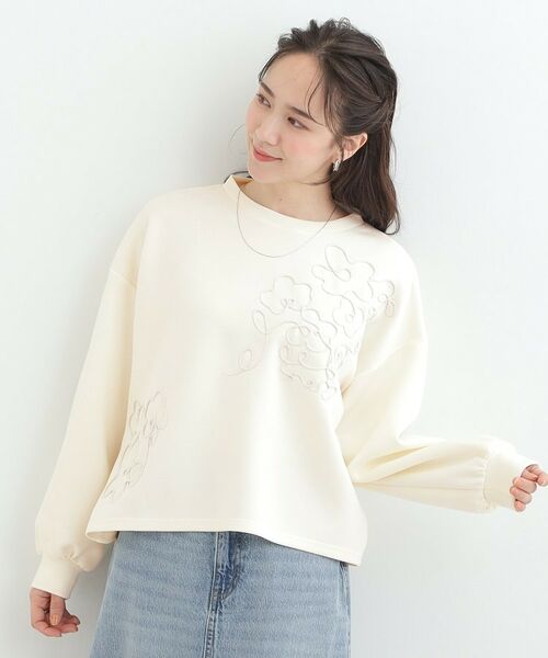 SHOO・LA・RUE / シューラルー カットソー | お花ロープ刺繍ダンボールトップス | 詳細1