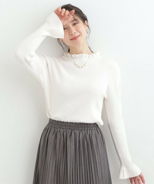 SHOO・LA・RUE / シューラルー ニット・セーター | 【S-LL】ミニフリルで上品に リブニット | 詳細1
