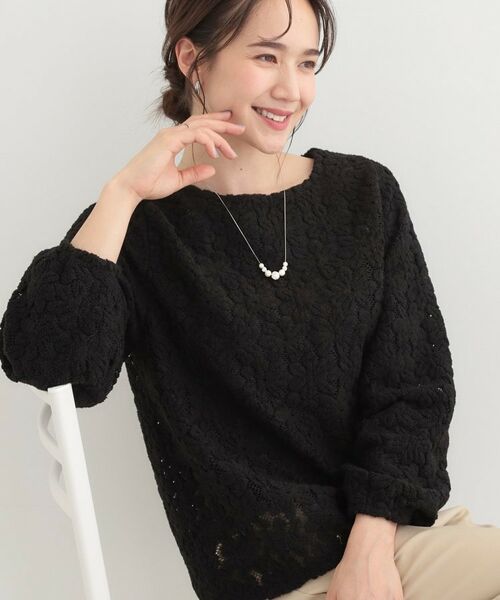 SHOO・LA・RUE / シューラルー シャツ・ブラウス | お花起毛レーストップス（ブラック(019)）