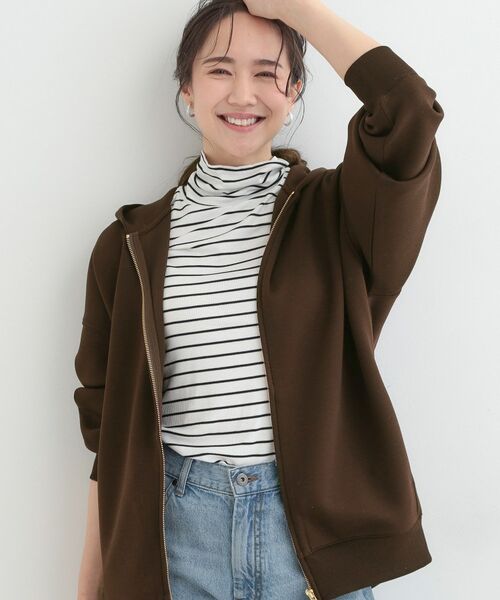 SHOO・LA・RUE / シューラルー パーカー | 【S-LL/なめらかタッチ】ZIPパーカー（ブラウン(044)）