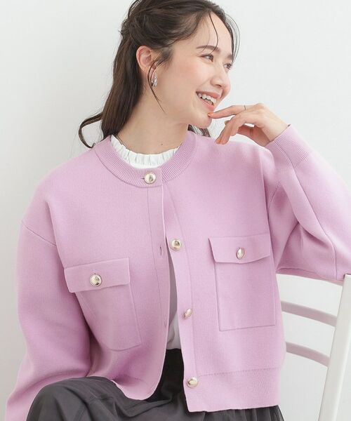 SHOO・LA・RUE / シューラルー カーディガン・ボレロ | 金ボタンがアクセント ニットジャケット（ピンク(071)）