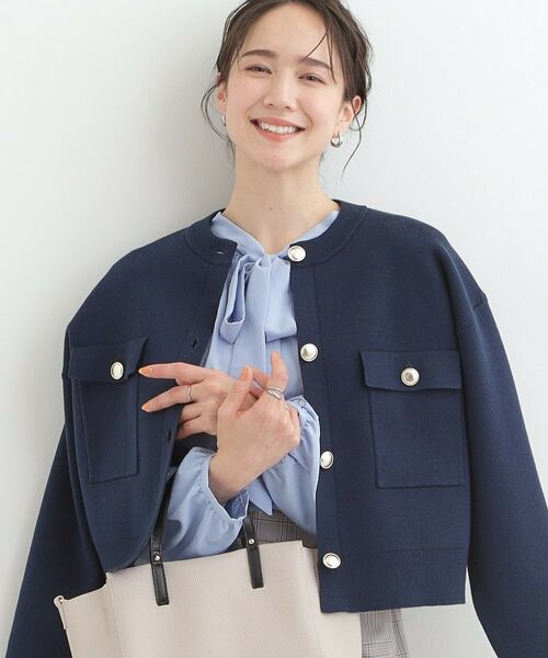 SHOO・LA・RUE / シューラルー カーディガン・ボレロ | 金ボタンがアクセント ニットジャケット（ネイビー(094)）