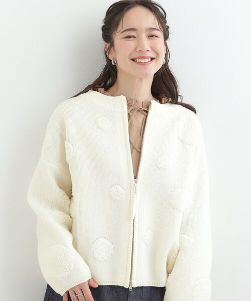 SHOO・LA・RUE / シューラルー カーディガン・ボレロ | ダブルZIP柄カーディガン（ホワイト(101)）